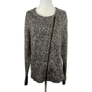 J Jill Womens Asymmetrical Zip Knit Cardigan Jacket Sz M | Comfy Cozy Minimalist